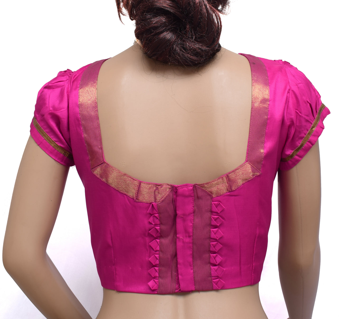 Sushila Vintage Fuchsia Readymade 38" Sari Blouse Pure Silk Designer Choli