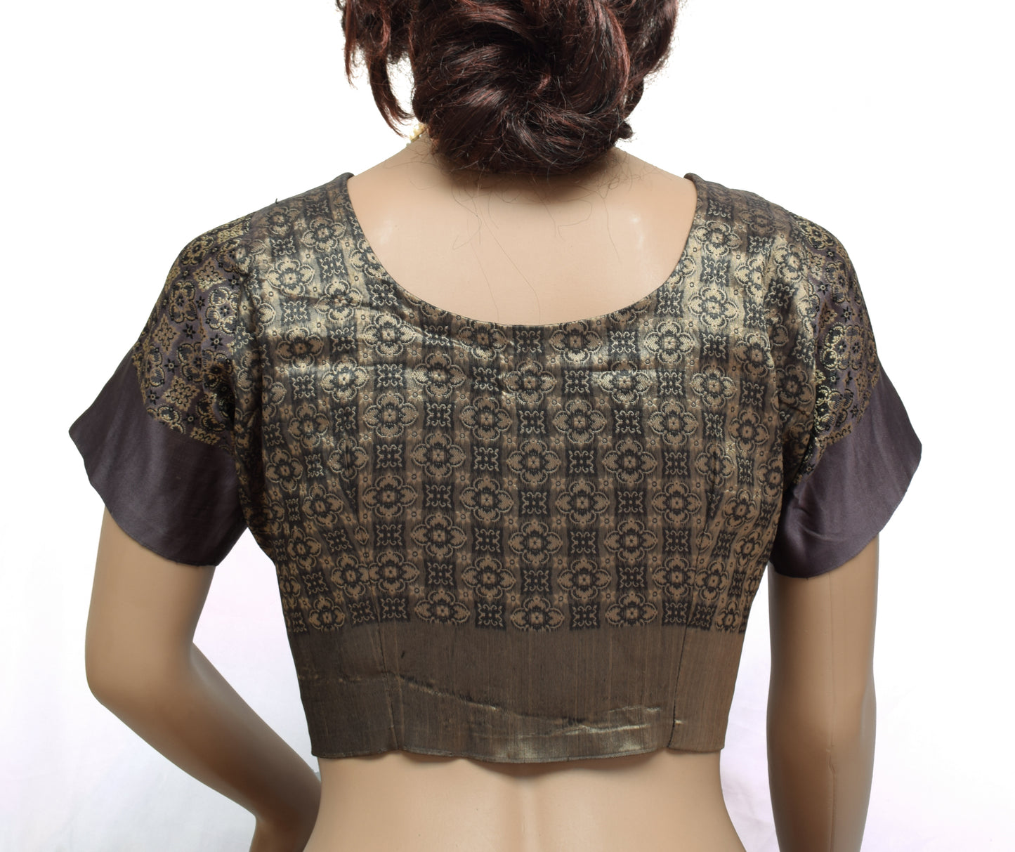 Sushila Vintage Readymade 36" Sari Blouse Satin Silk Woven Designer Choli