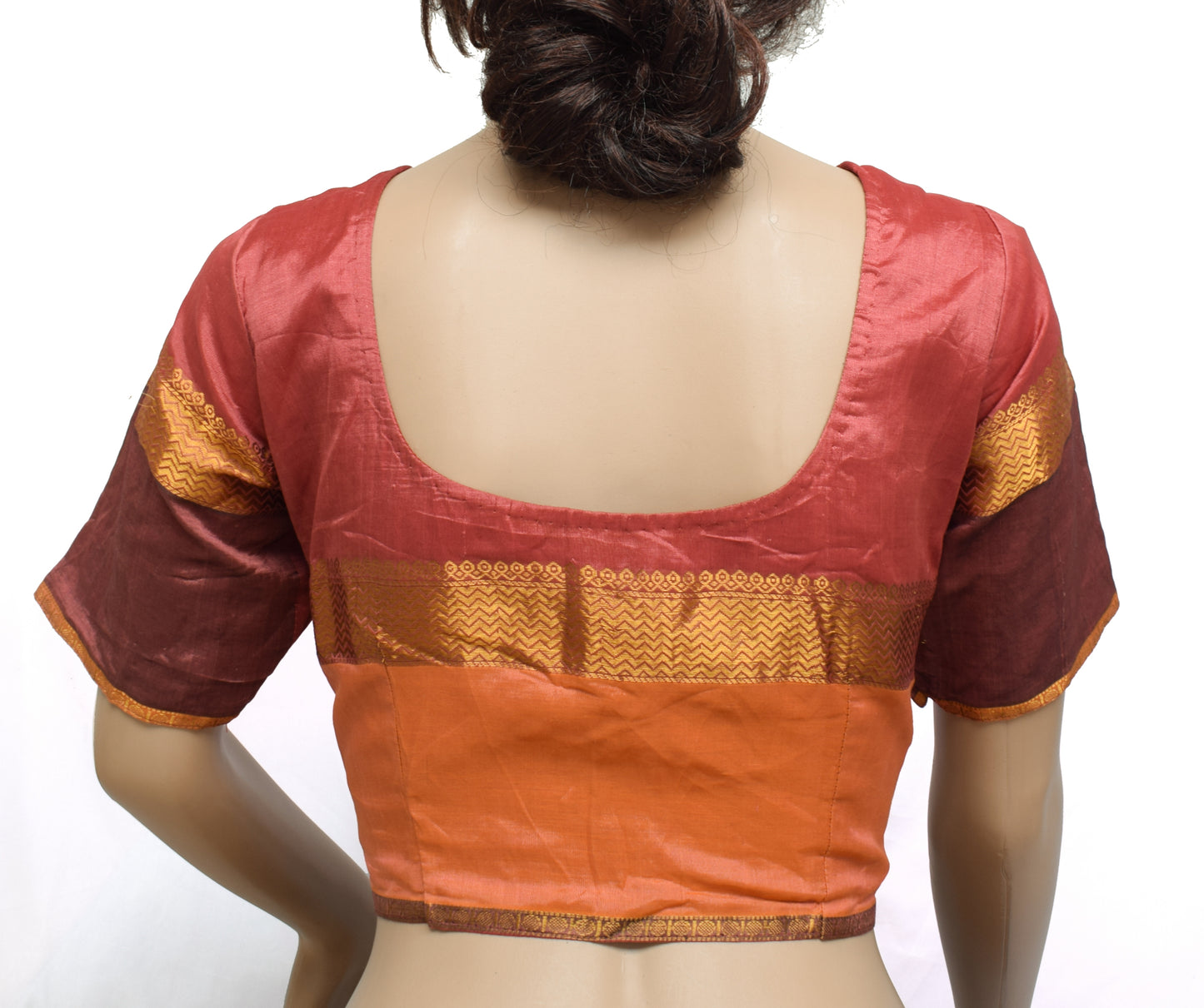 Sushila Vintage Readymade Stitched Sari Blouse 36" Pure Silk Woven Designer Top