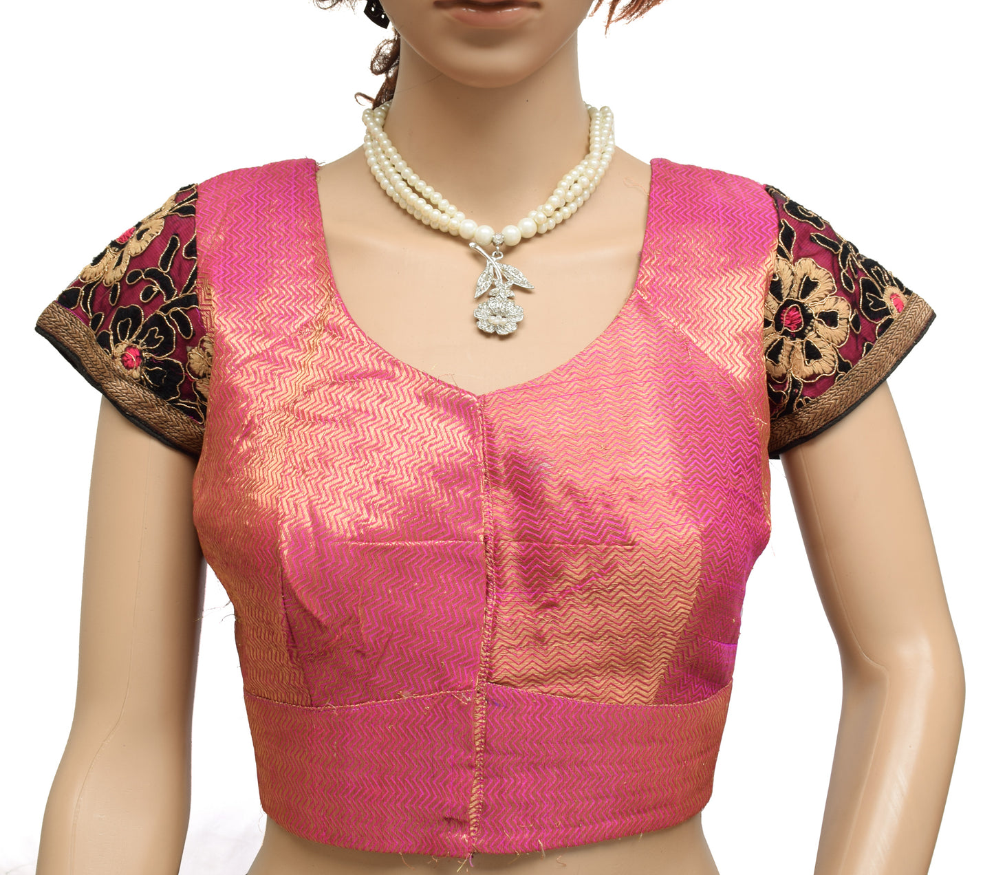 Sushila Vintage Readymade 36" Sari Blouse Art Silk Woven Designer Choli