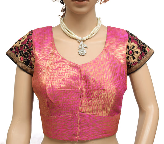 Sushila Vintage Readymade 36" Sari Blouse Art Silk Woven Designer Choli