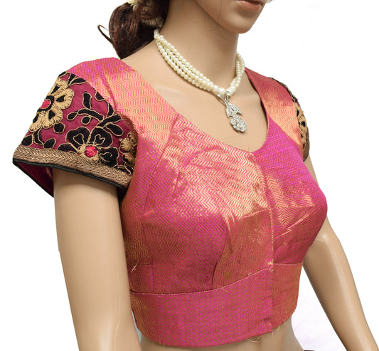 Sushila Vintage Readymade 36" Sari Blouse Art Silk Woven Designer Choli