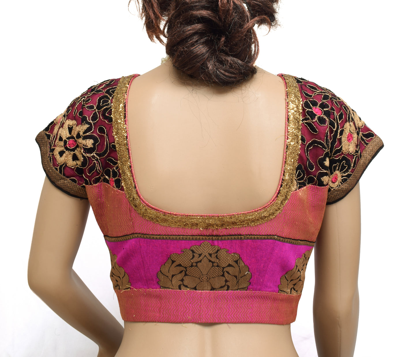 Sushila Vintage Readymade 36" Sari Blouse Art Silk Woven Designer Choli
