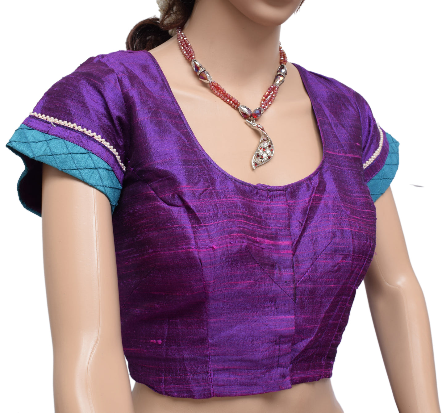 Sushila Vintage 38" Purple Stitched Sari Blouse Silk Woven Designer Choli