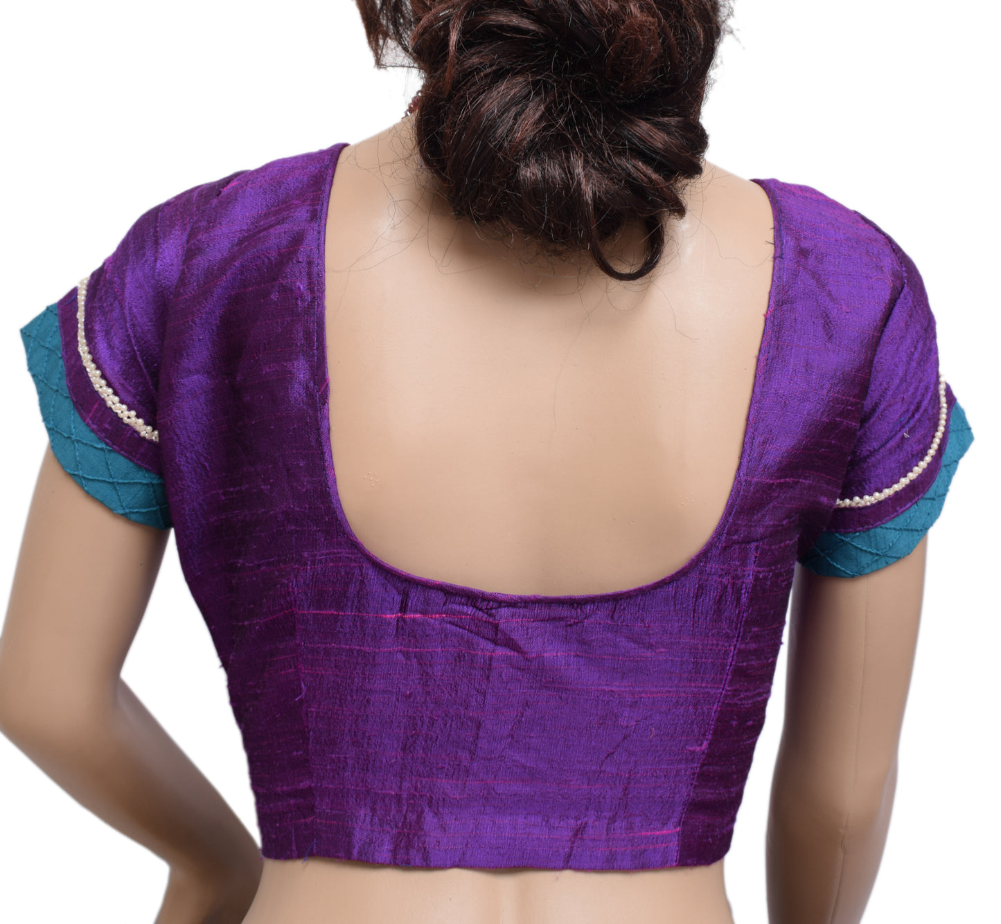 Sushila Vintage 38" Purple Stitched Sari Blouse Silk Woven Designer Choli