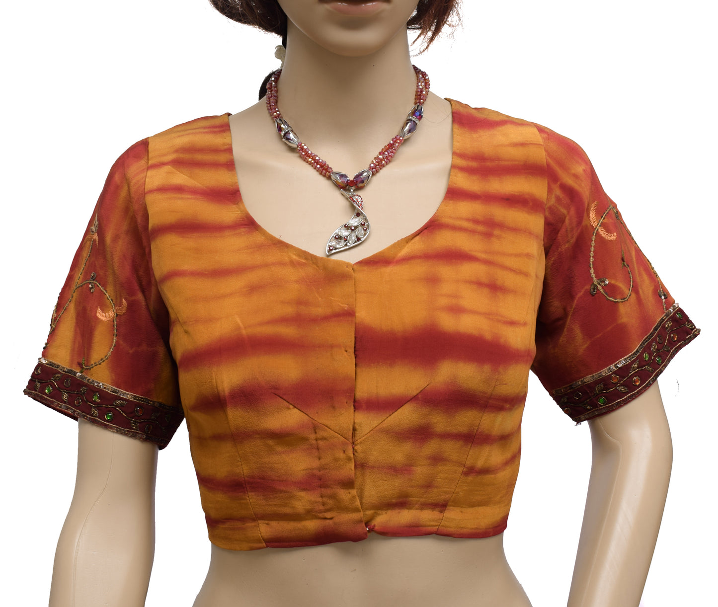 Sushila Vintage Readymade 38" Sari Blouse Silk Hand Beaded Designer Choli