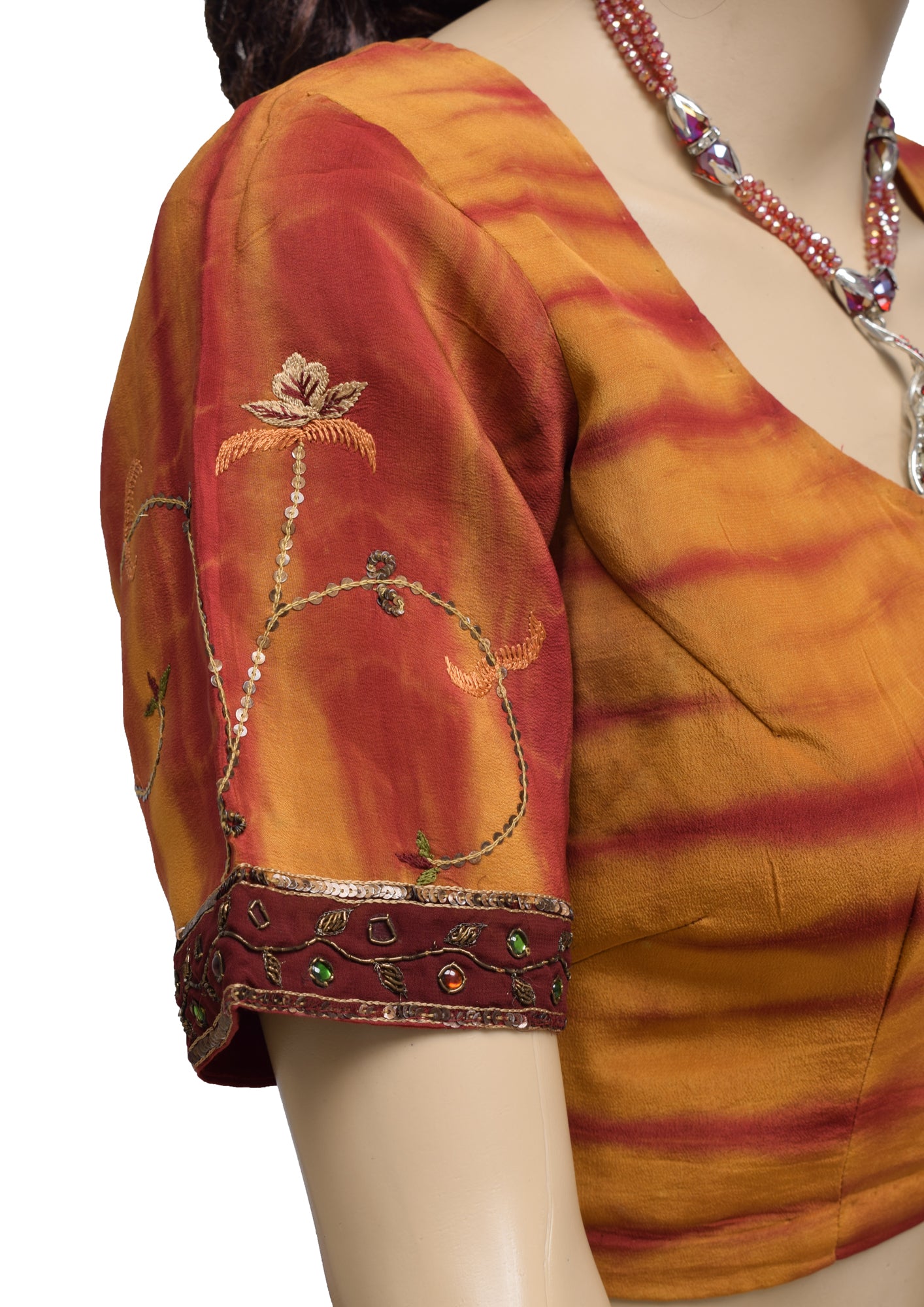 Sushila Vintage Readymade 38" Sari Blouse Silk Hand Beaded Designer Choli