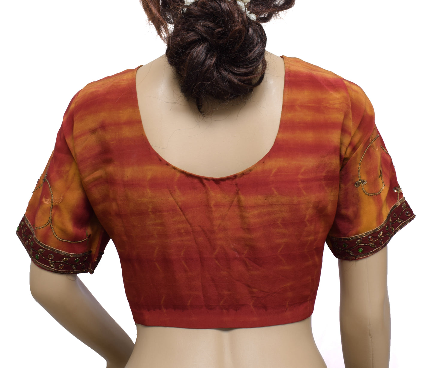 Sushila Vintage Readymade 38" Sari Blouse Silk Hand Beaded Designer Choli