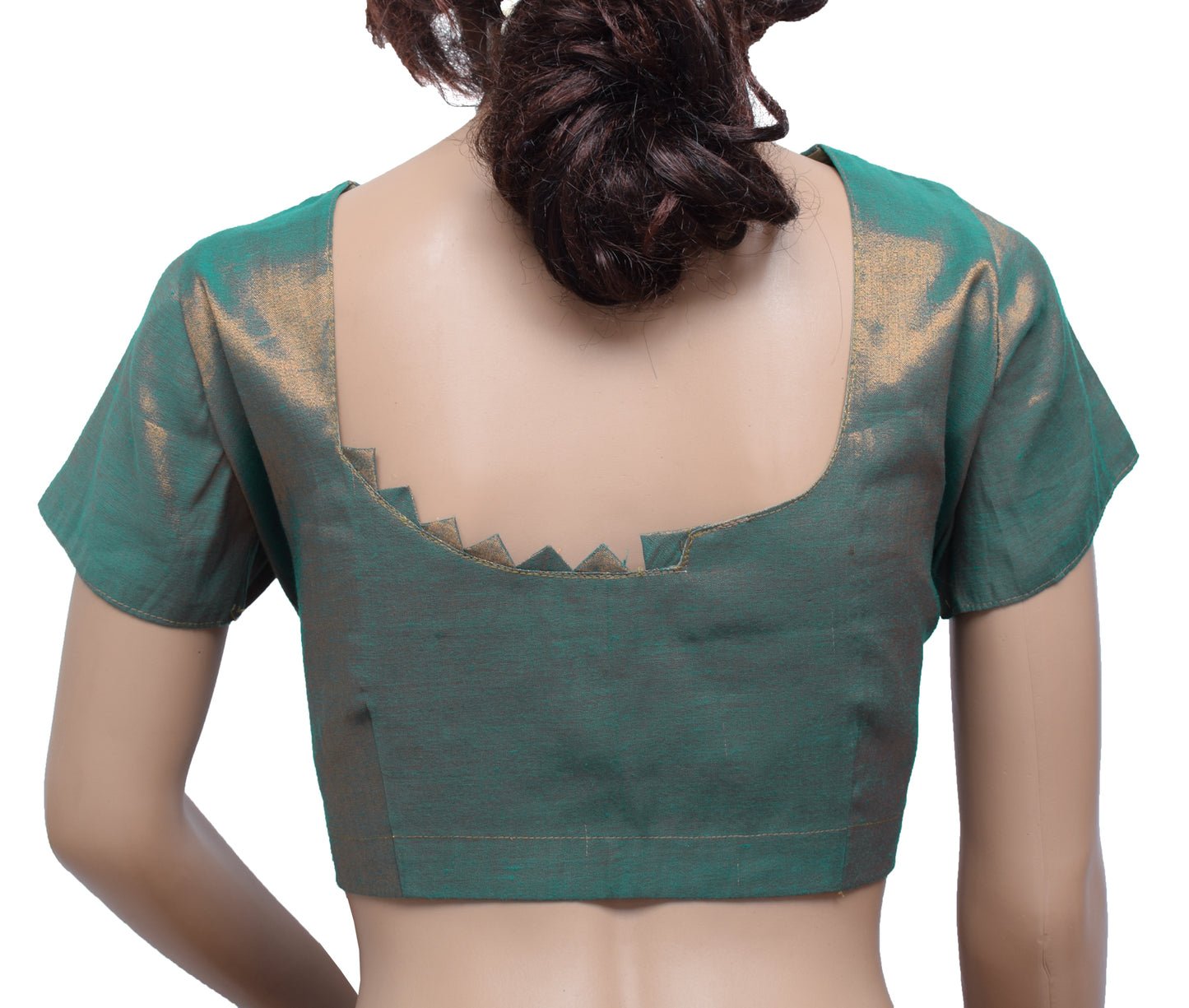 Sushila Vintage Readymade 38" Sari Blouse Art Tissue Woven Designer Top