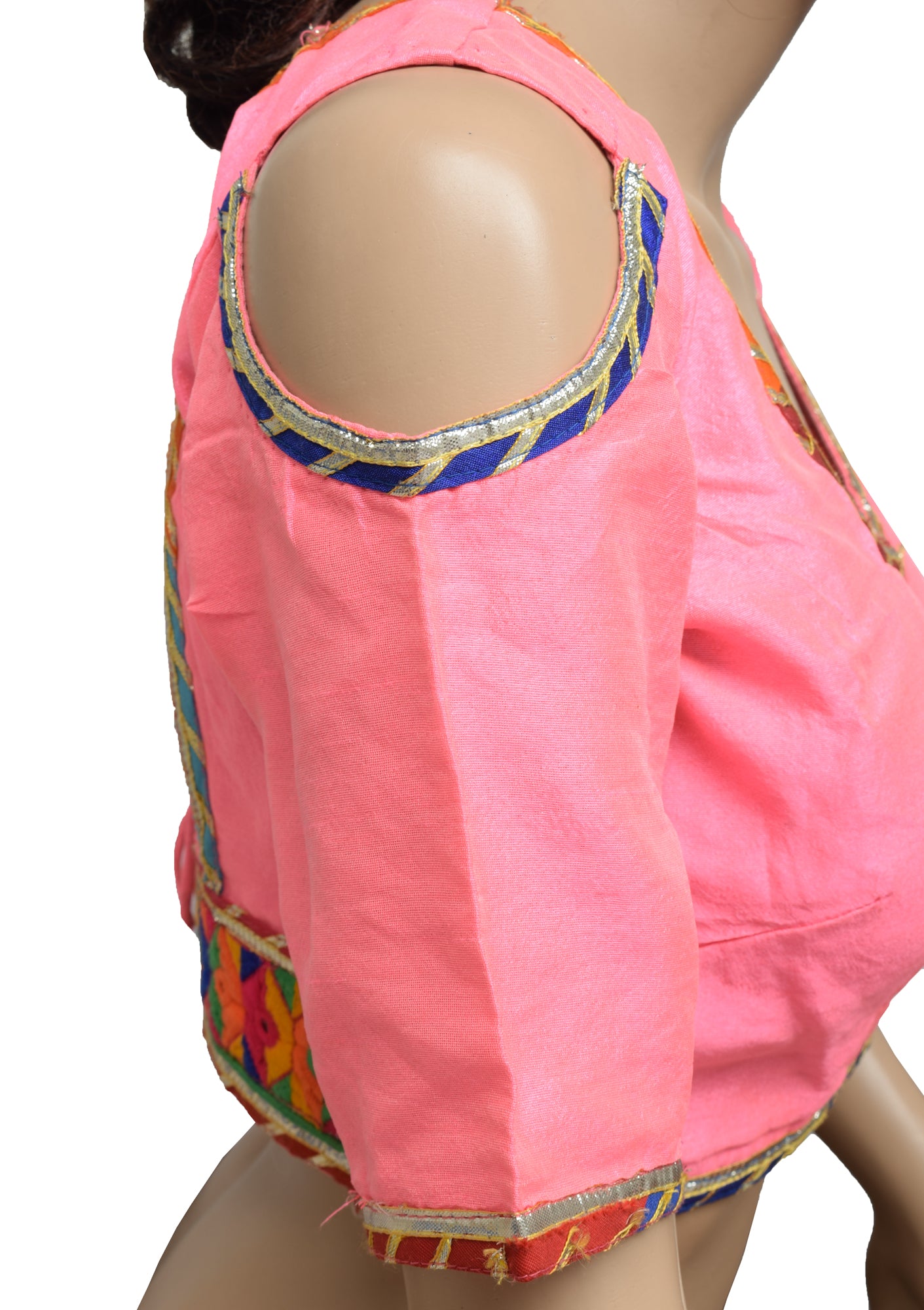 Sushila Vintage Readymade 32" Sari Blouse Silk Cold Shoulder Designer Top