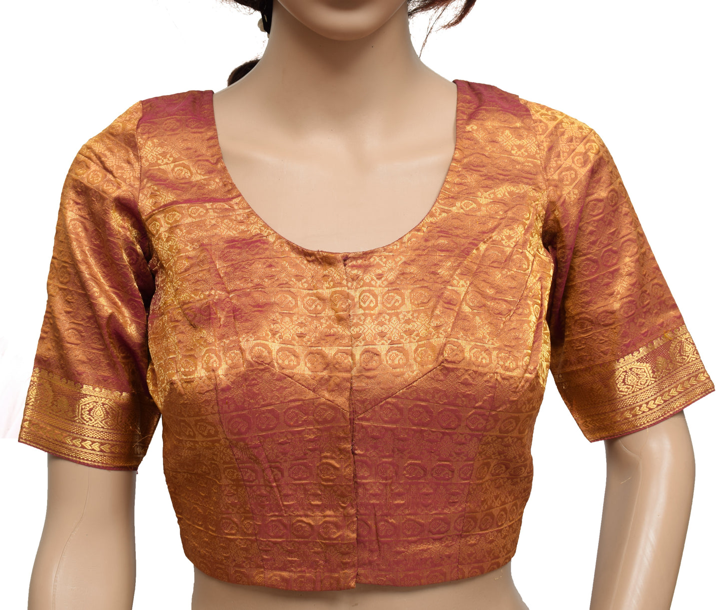 Sushila Vintage Readymade 32" Sari Blouse Pure Silk Woven Designer Choli