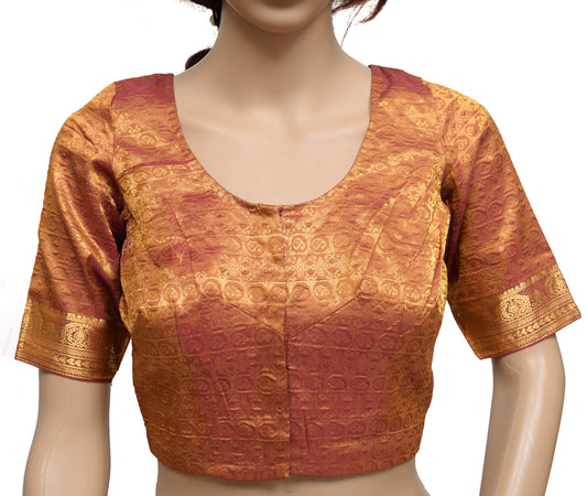 Sushila Vintage Readymade 32" Sari Blouse Pure Silk Woven Designer Choli