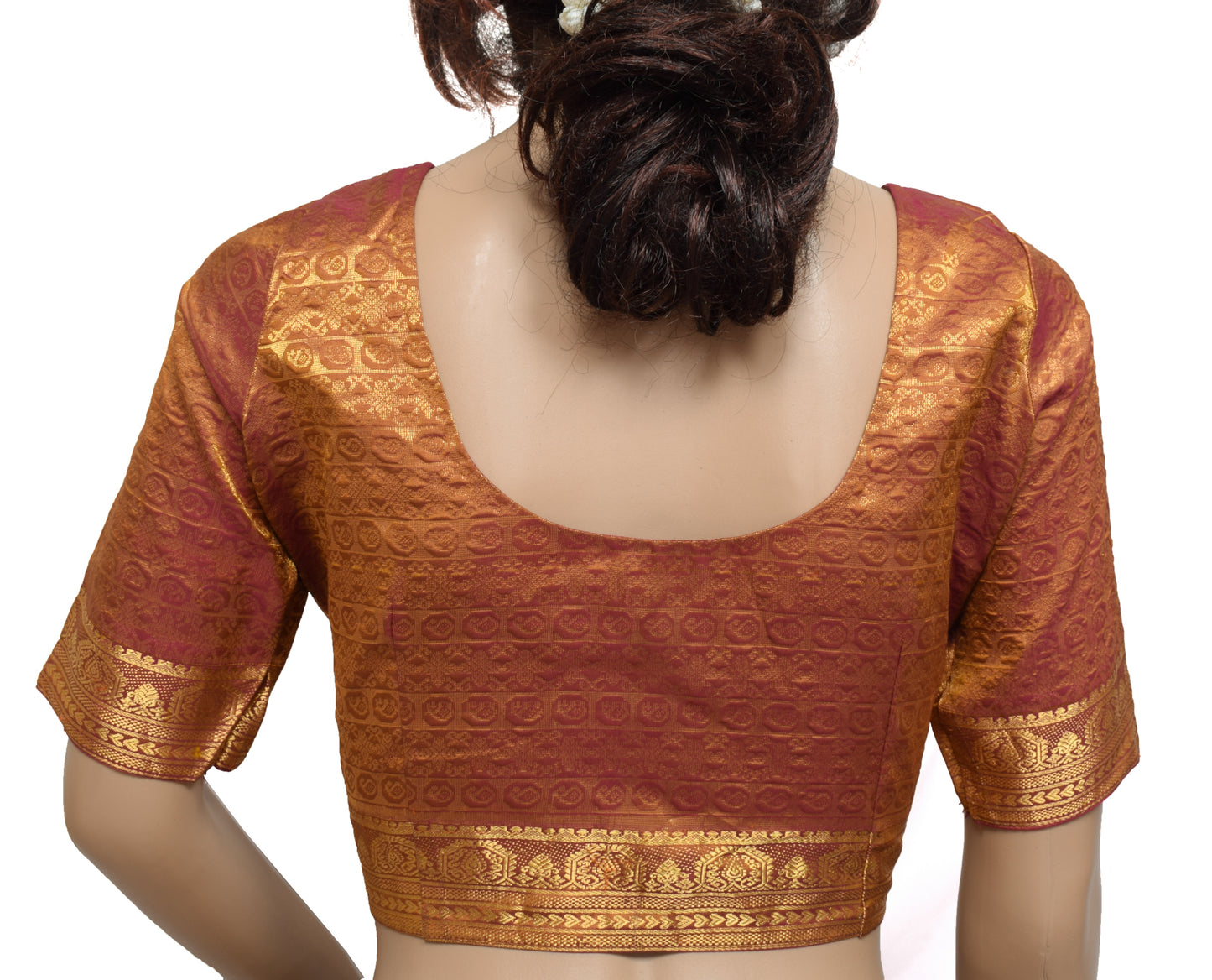Sushila Vintage Readymade 32" Sari Blouse Pure Silk Woven Designer Choli