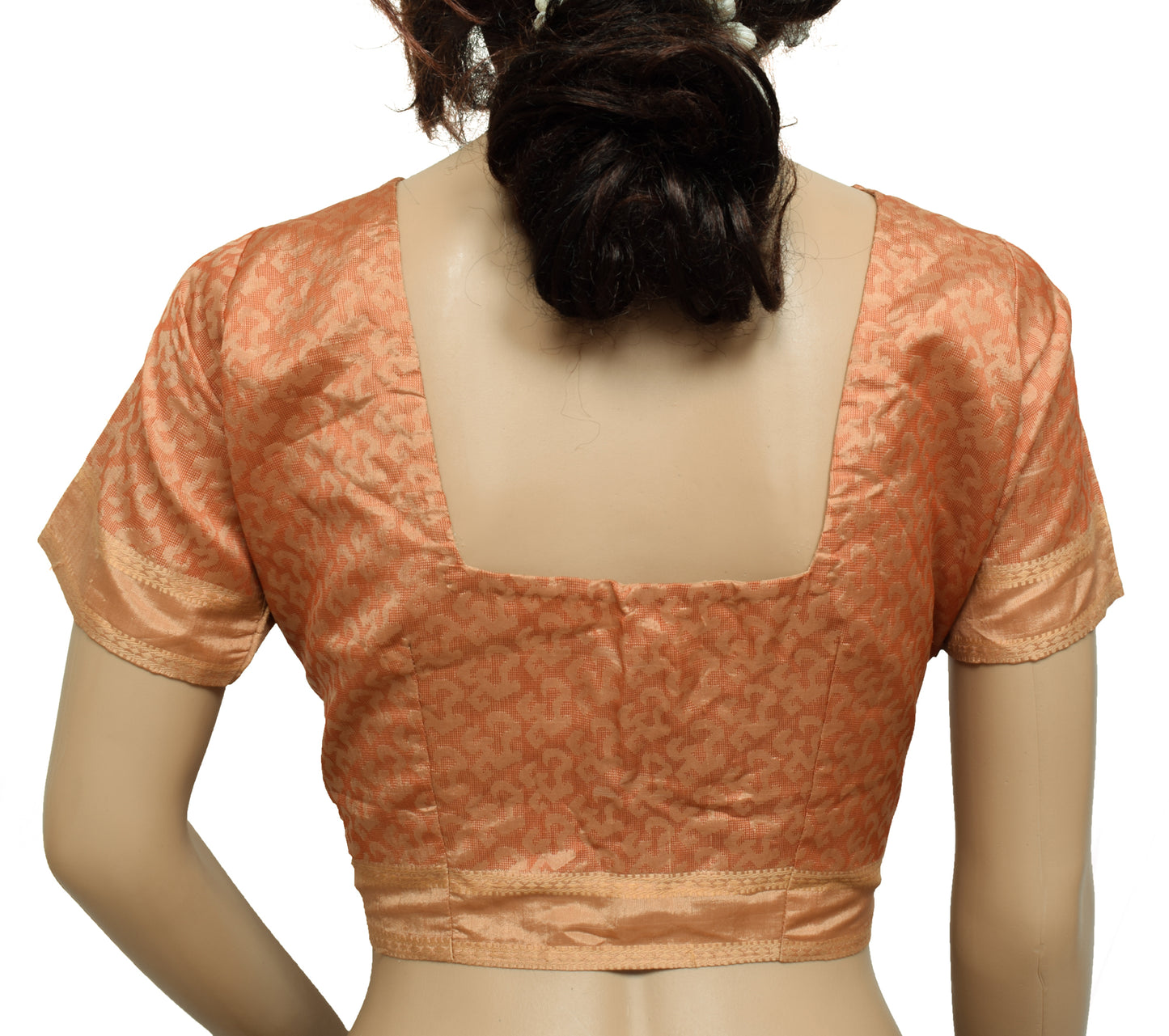 Sushila Vintage Peach Readymade 34" Sari Blouse Silk Woven Designer Choli