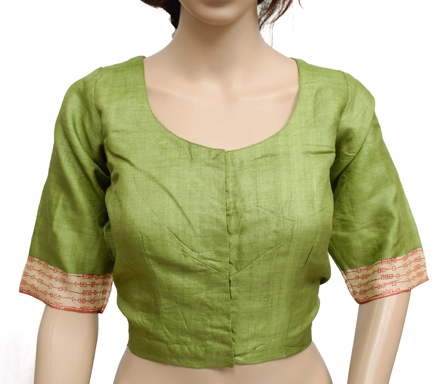 Sushila Vintage Readymade 36" Green Sari Blouse Silk Woven Designer Choli