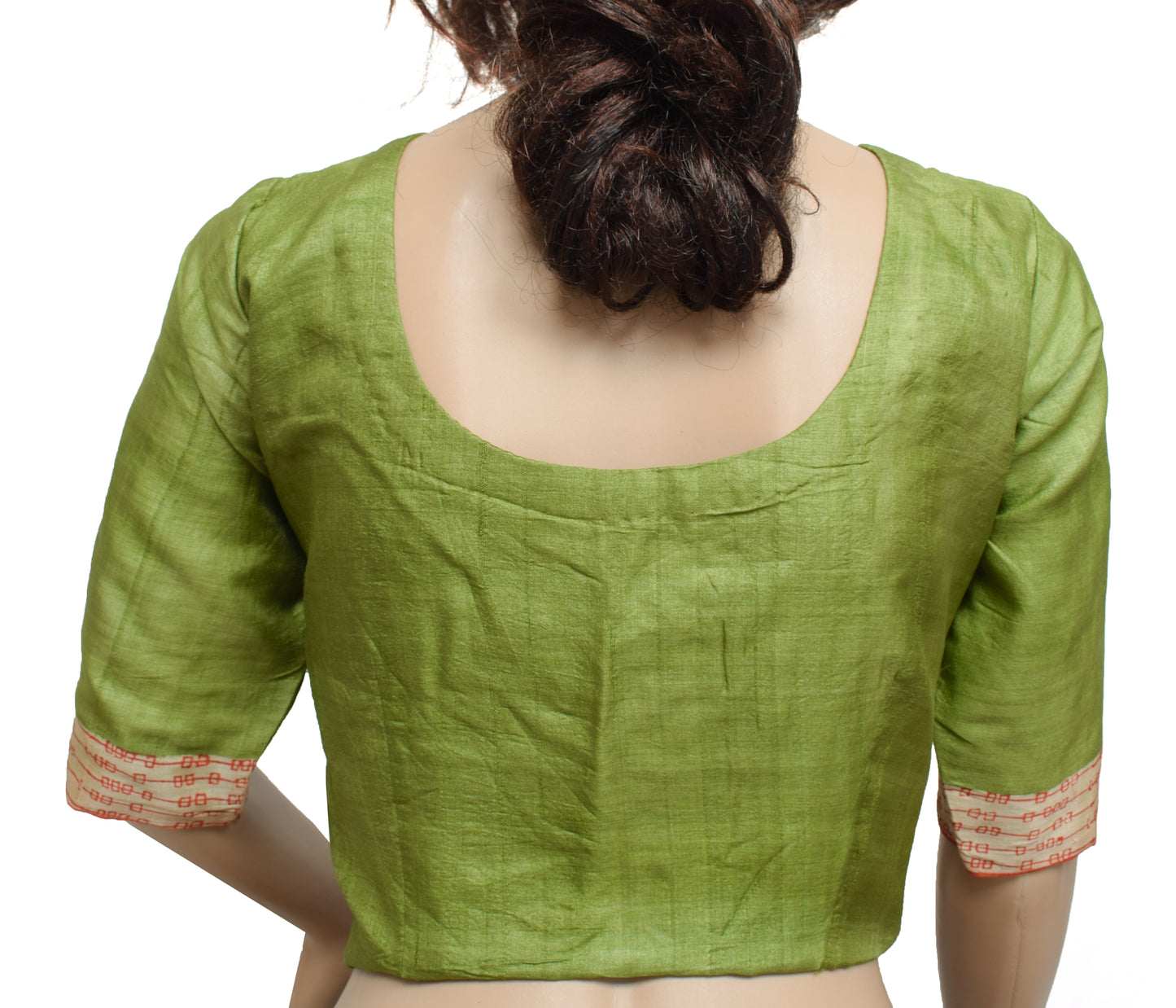 Sushila Vintage Readymade 36" Green Sari Blouse Silk Woven Designer Choli
