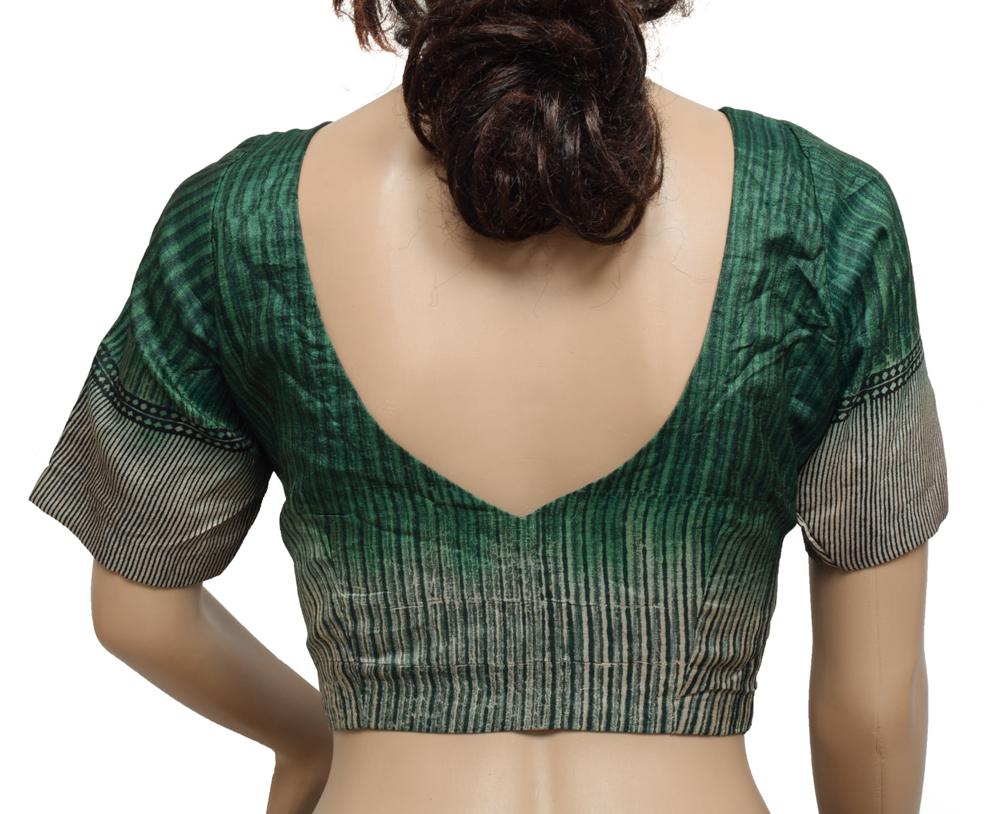 Sushila Vintage Readymade 34" Green Sari Blouse Silk Printed Designer Choli