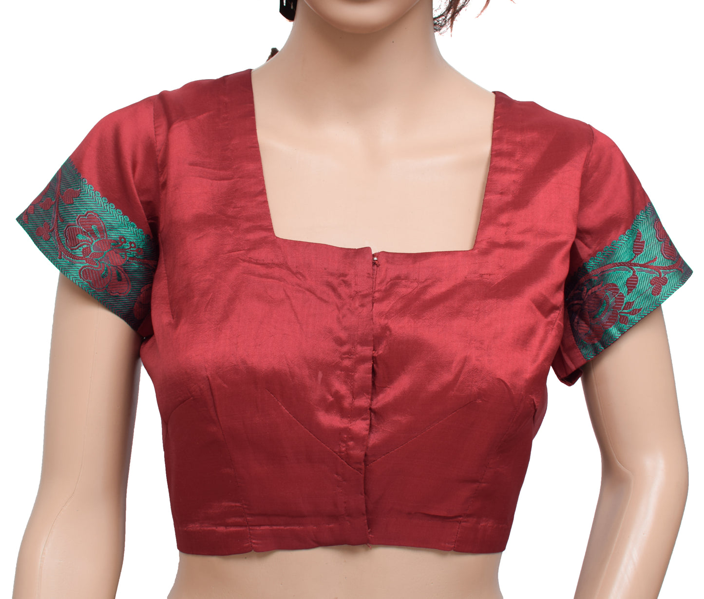 Sushila Vintage Readymade Maroon Stitched Sari Blouse Silk Woven Designer 40" Choli