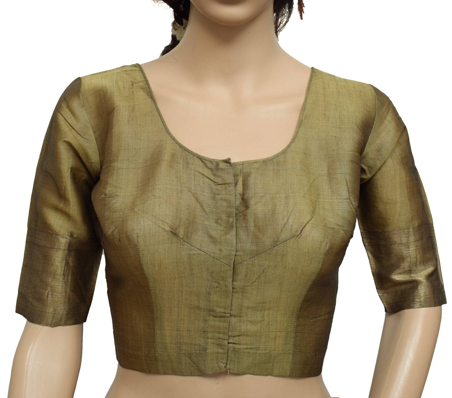 Sushila Vintage Readymade Stitched Sari Blouse 34" Pure Silk Woven Designer Top