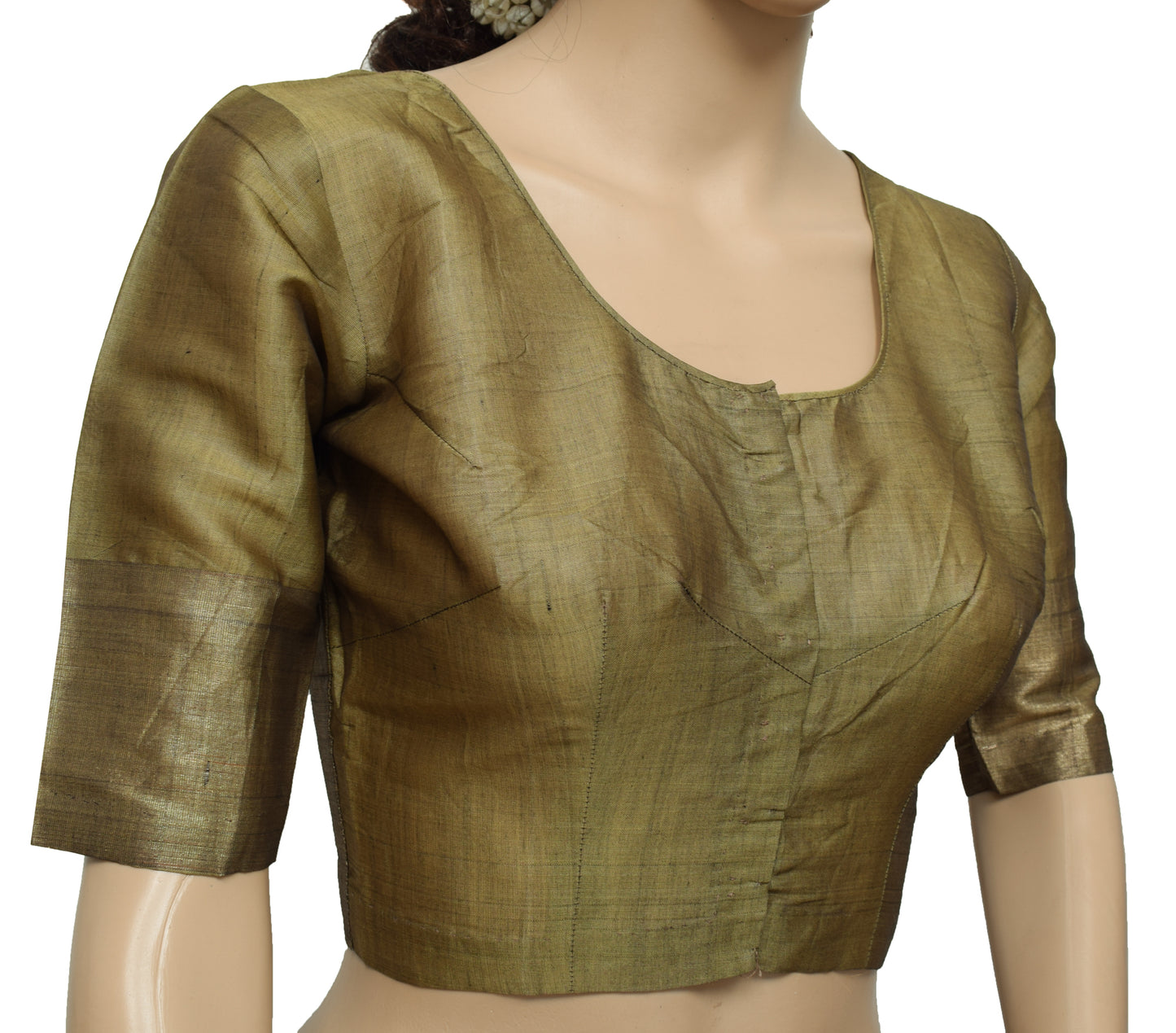 Sushila Vintage Readymade Stitched Sari Blouse 34" Pure Silk Woven Designer Top