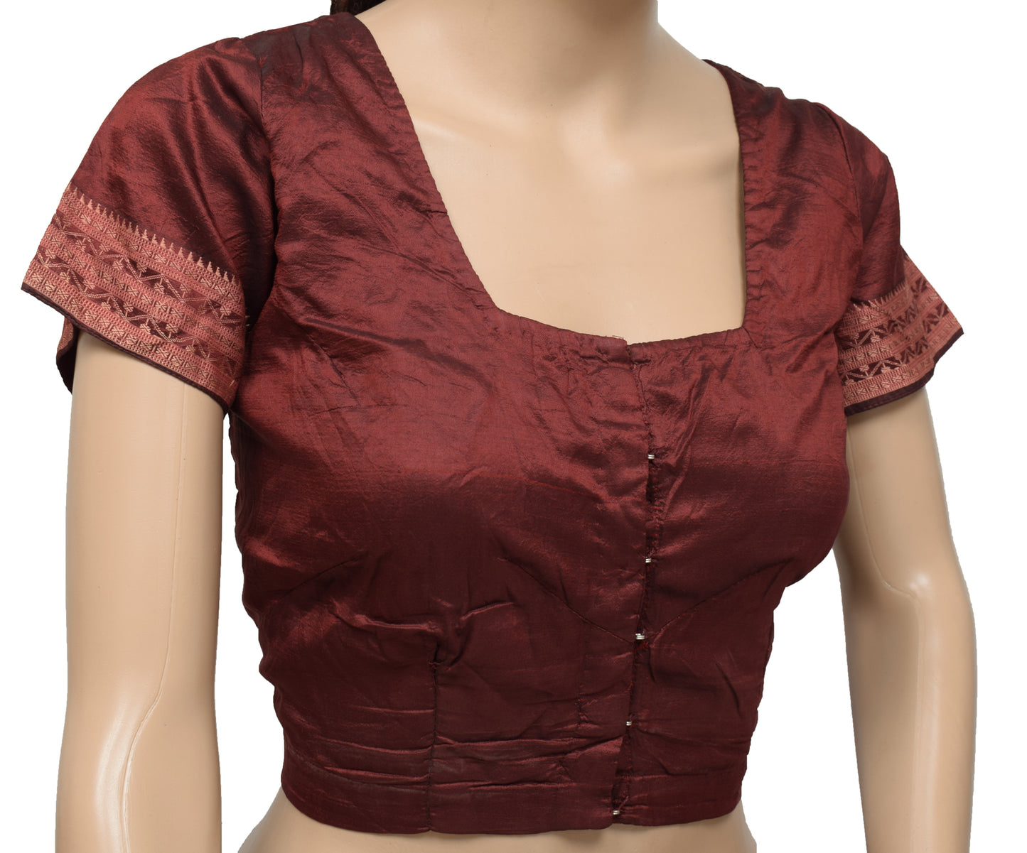 Sushila Vintage Maroon 36" Stitched Sari Blouse Silk Woven Designer Choli