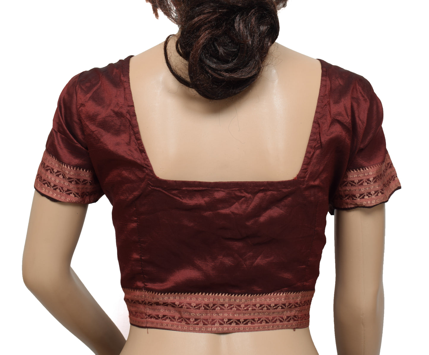 Sushila Vintage Maroon 36" Stitched Sari Blouse Silk Woven Designer Choli