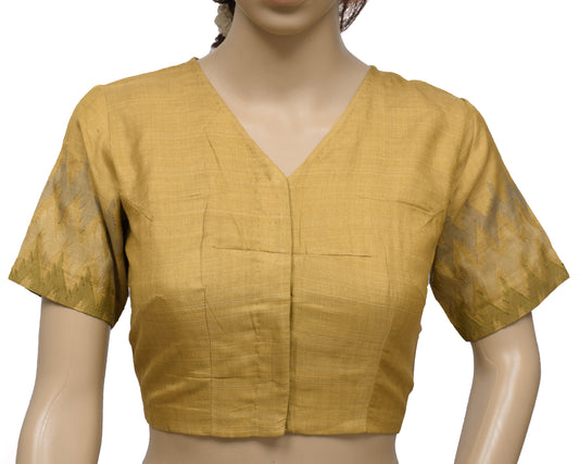 Sushila Vintage Readymade 32" Brown Sari Blouse Silk Woven Designer Choli