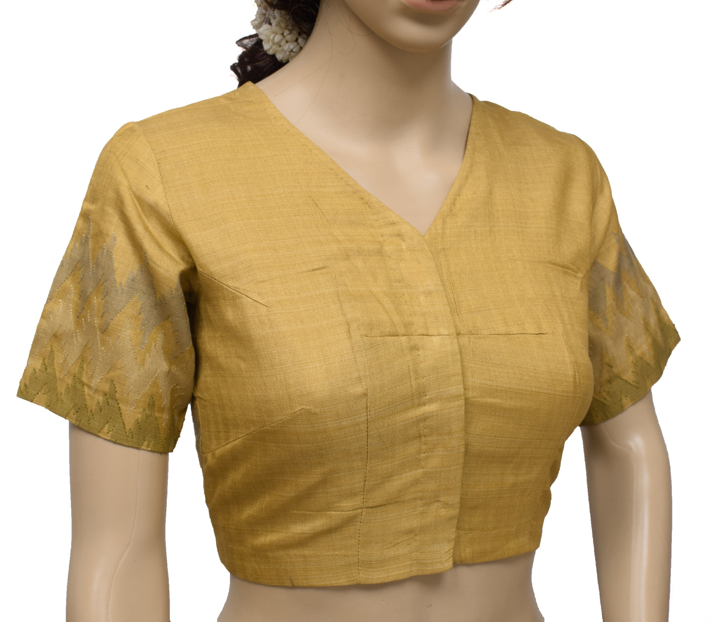 Sushila Vintage Readymade 32" Brown Sari Blouse Silk Woven Designer Choli