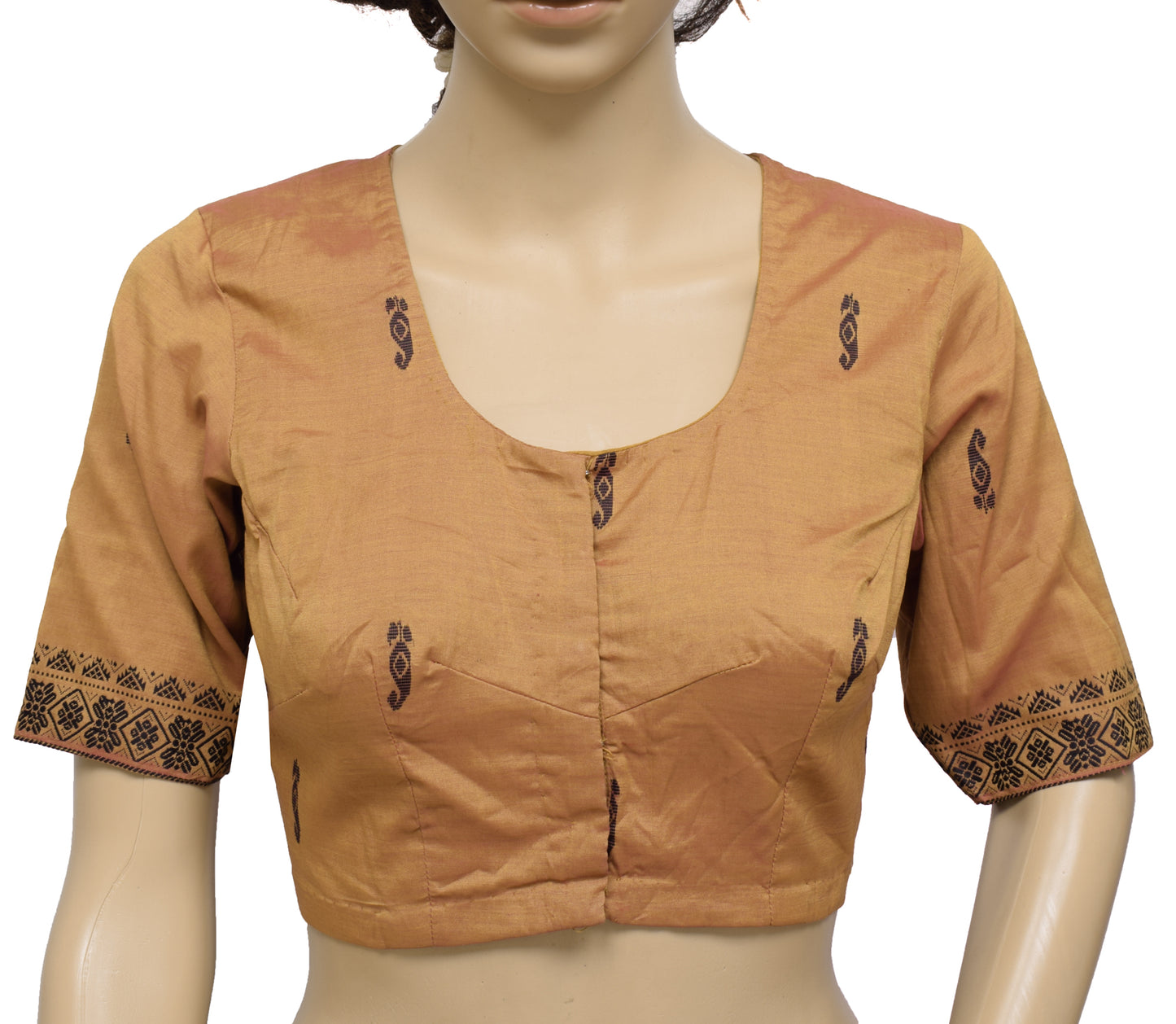Sushila Vintage Readymade Stitched Brown Sari Blouse Silk Woven Designer 34" Choli