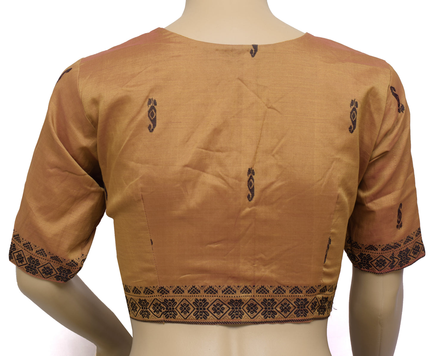 Sushila Vintage Readymade Stitched Brown Sari Blouse Silk Woven Designer 34" Choli