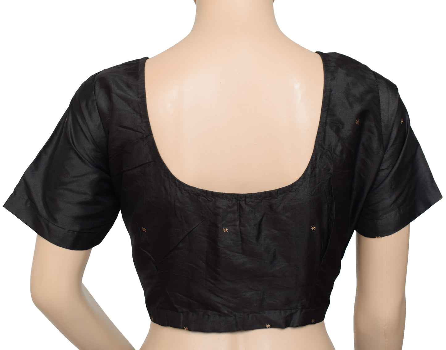 Sushila Vintage Readymade 38" Black Sari Blouse Silk Woven Designer Choli