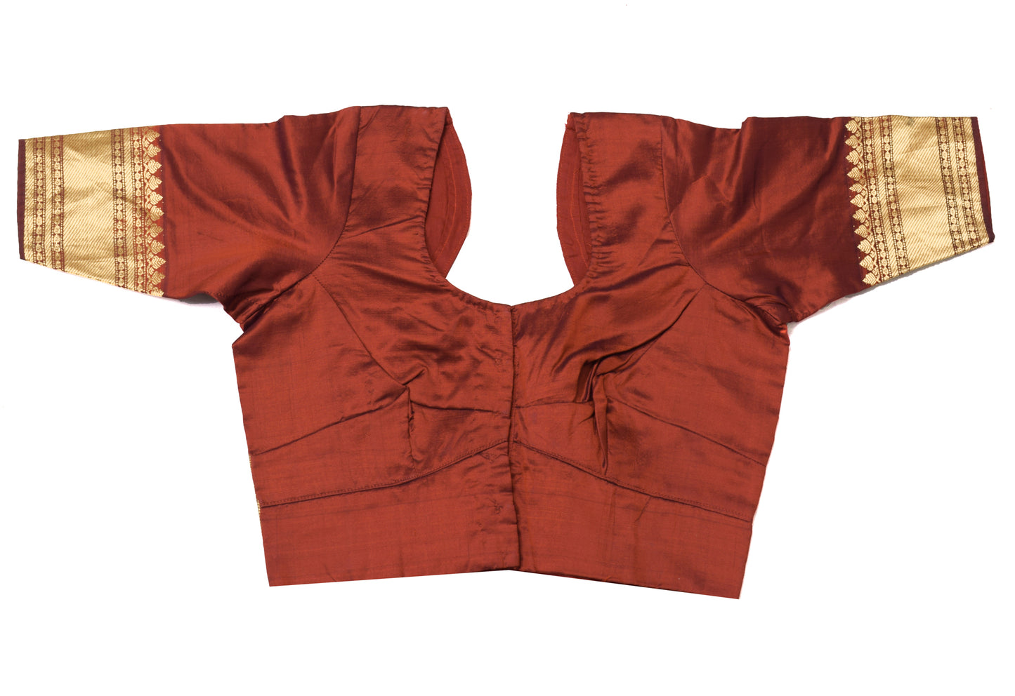 Sushila Vintage Maroon Readymade 28"Sari Blouse Silk Woven Designer Choli