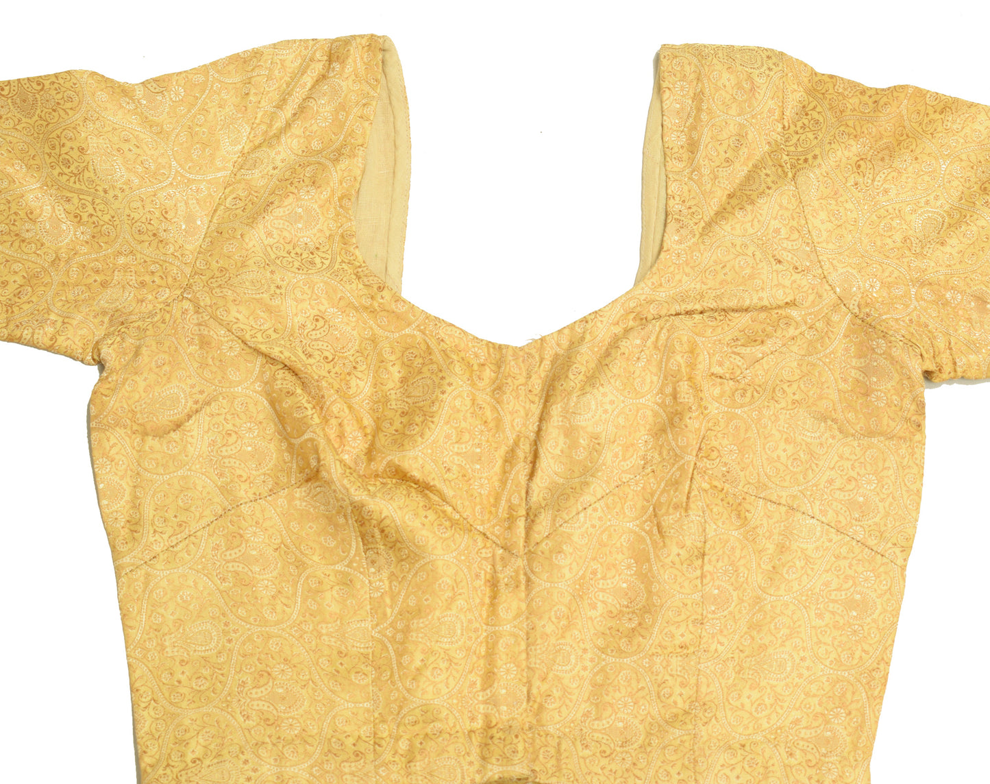 Sushila Vintage Cream Readymade 30" Sari Blouse Silk Resham Woven Choli Top