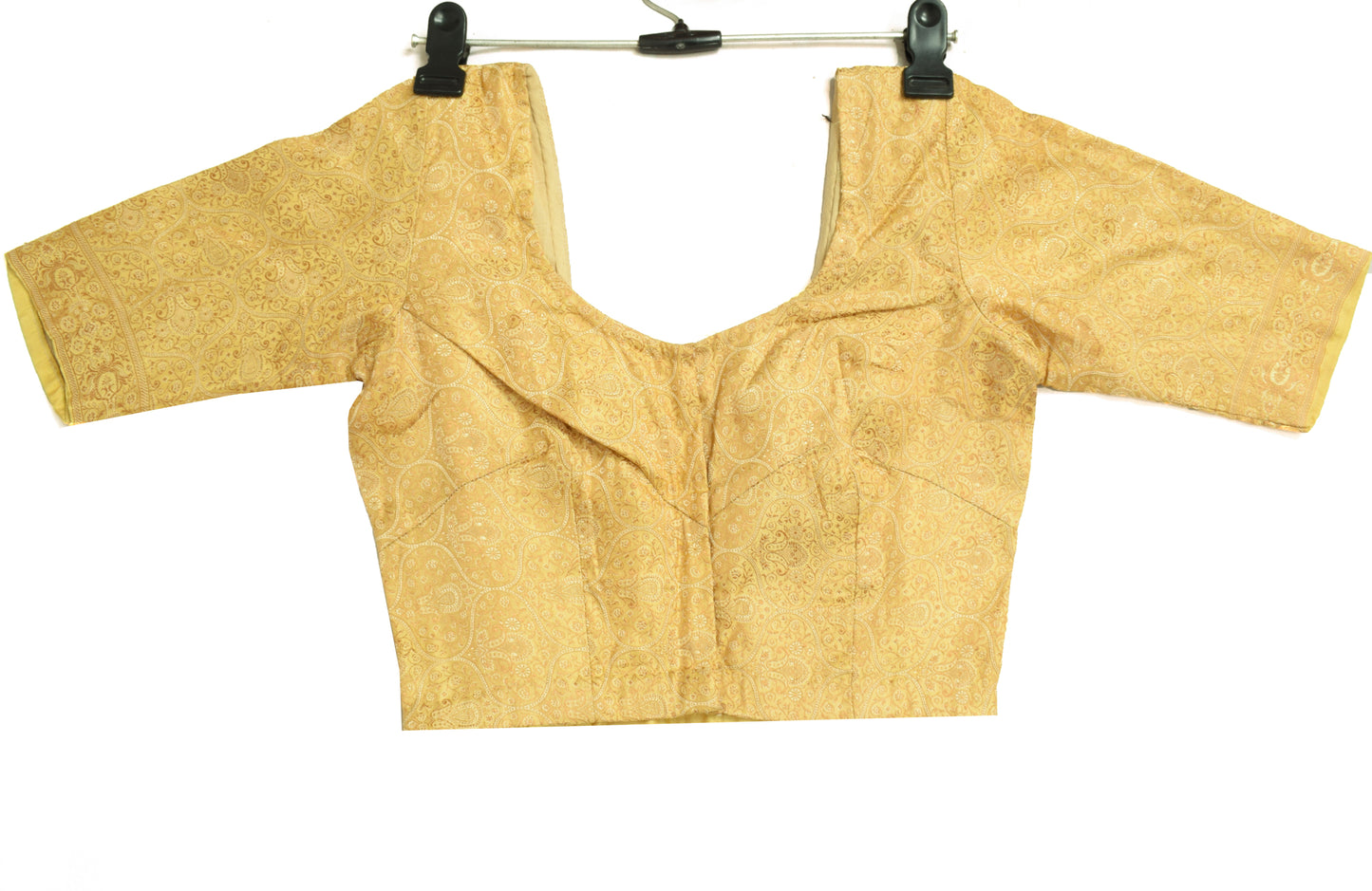 Sushila Vintage Cream Readymade 30" Sari Blouse Silk Resham Woven Choli Top