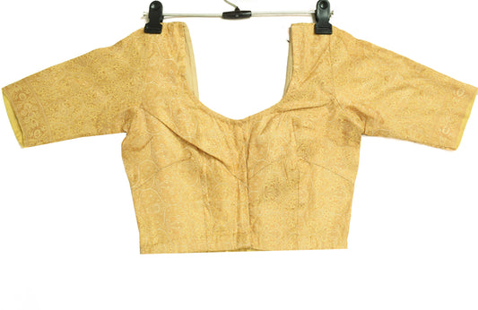 Sushila Vintage Cream Readymade 30" Sari Blouse Silk Resham Woven Choli Top