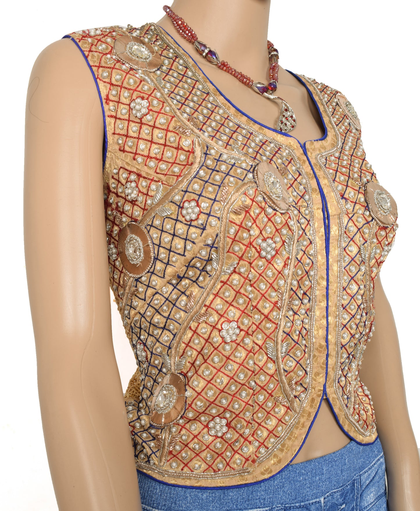 Sushila Vintage Readymade 48" Sari Cotton Silk Designer Women's Waist Coat
