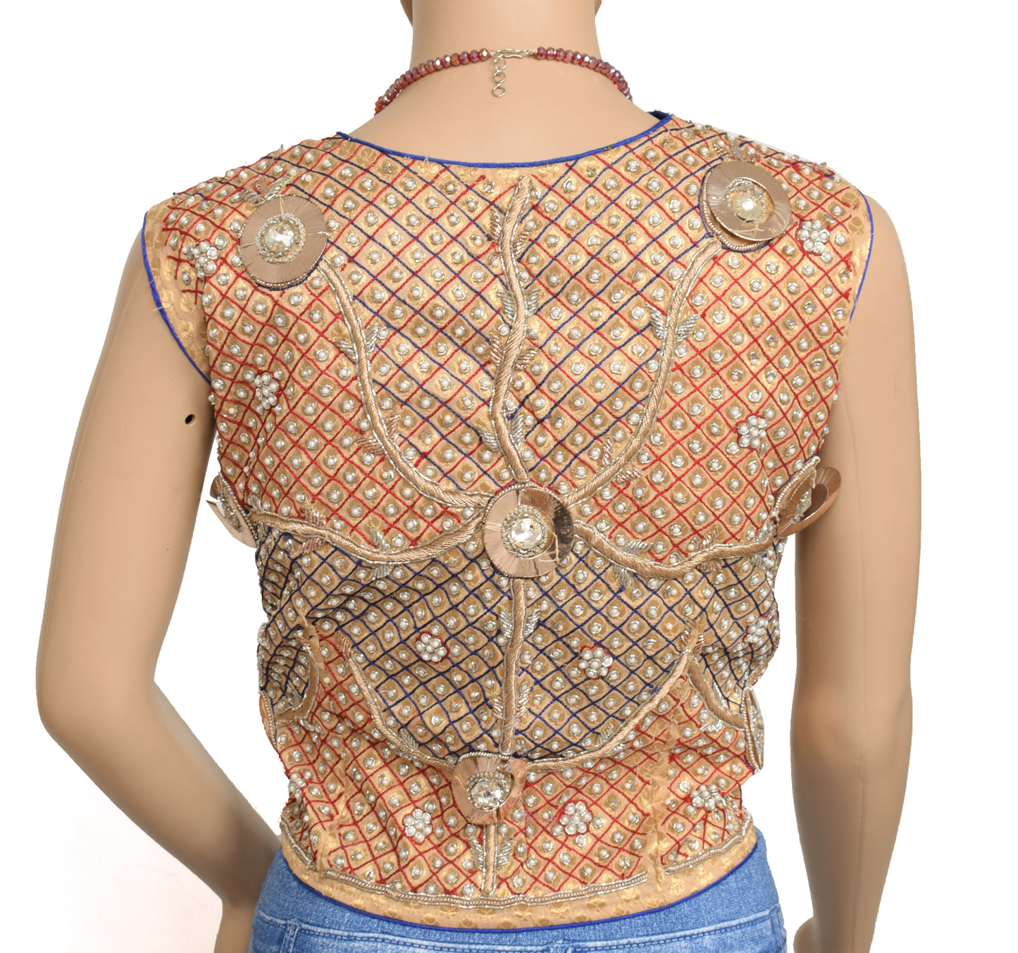 Sushila Vintage Readymade 48" Sari Cotton Silk Designer Women's Waist Coat