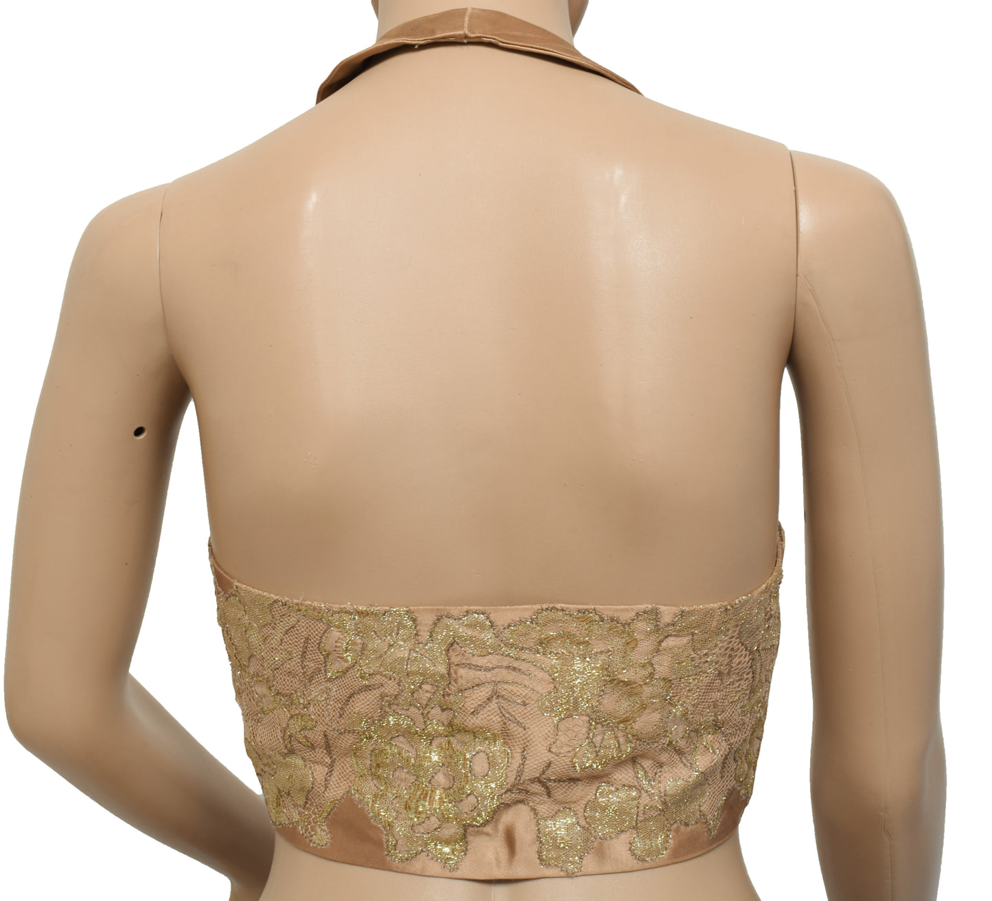 Sushila Vintage Readymade 32" Halter Neck Satin Designer Brown Saree Blouse