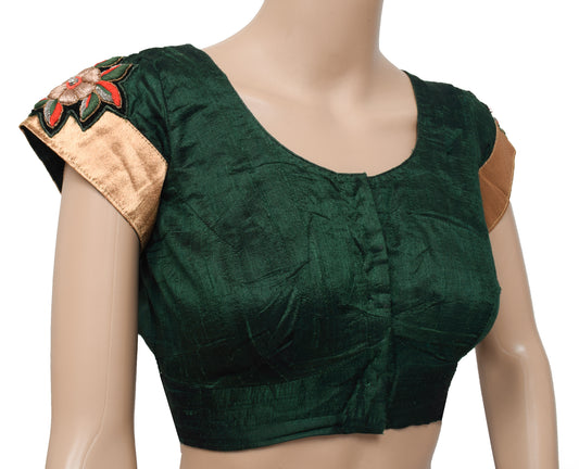 Sushila Vintage Indian Readymade 36" Sari Blouse Green Silk Designer Choli