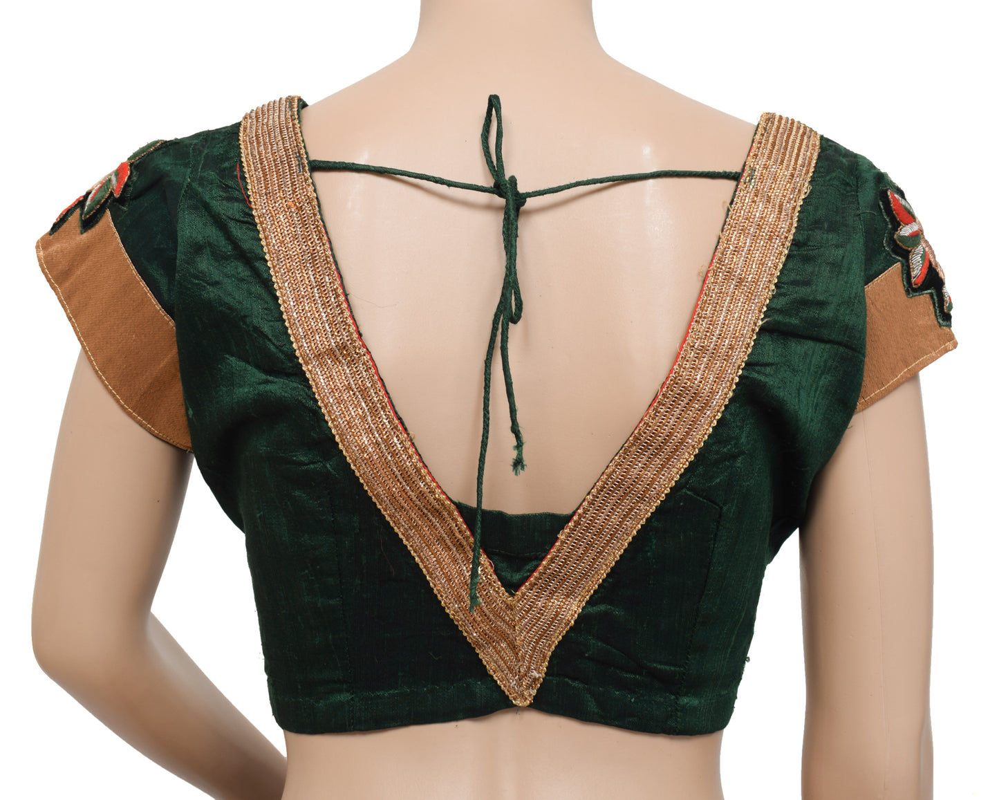 Sushila Vintage Indian Readymade Stitched Sari Blouse Green Silk Designer Choli