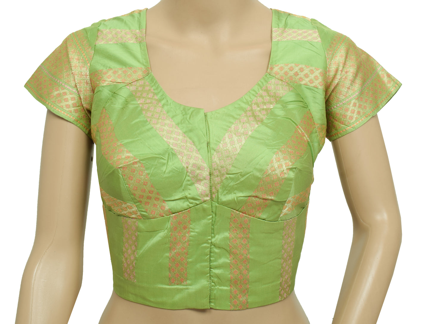 Sushila Vintage Readymade 40" Sari Blouse Silk Woven Woven Designer Choli