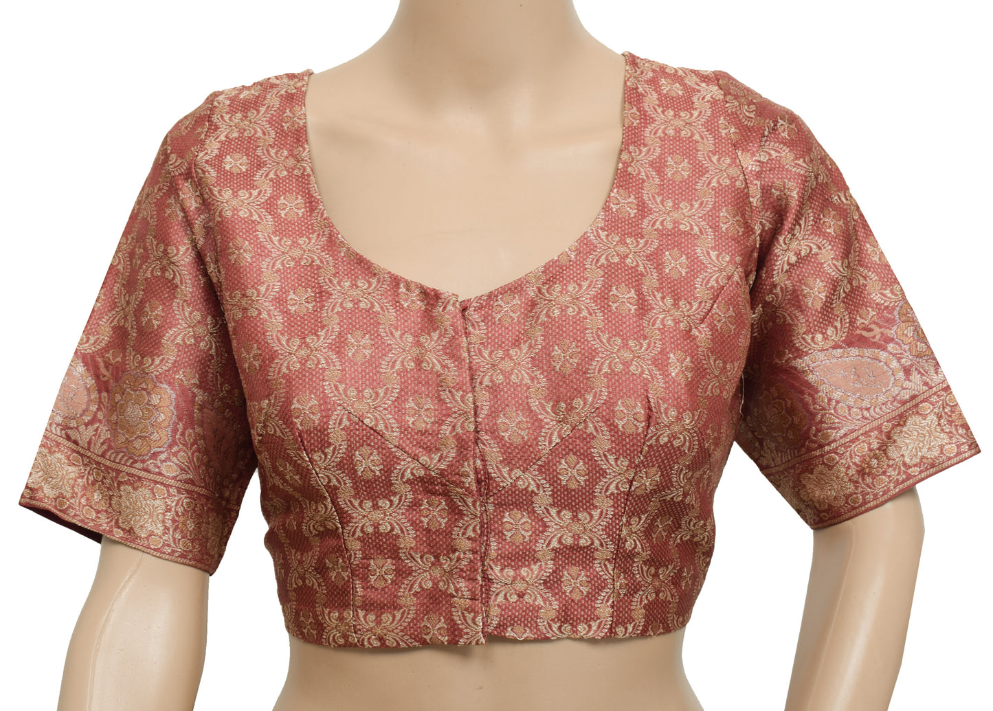 Sushila Vintage Readymade 36" Sari Blouse Silk Woven Floral Designer Choli