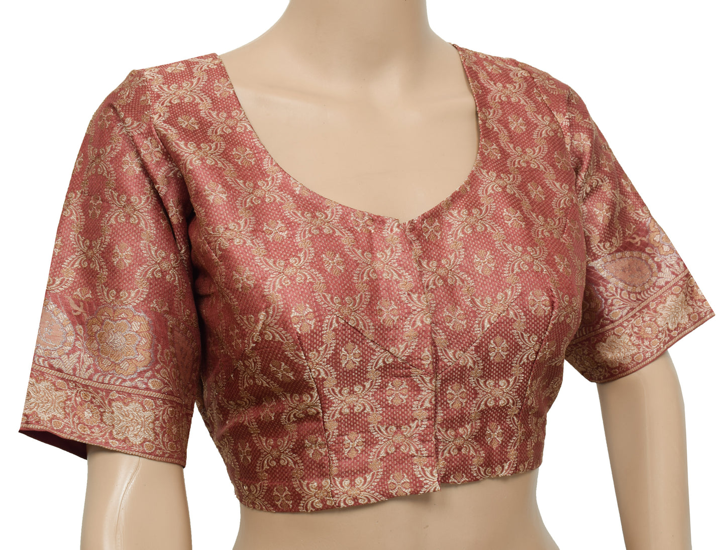 Sushila Vintage Readymade 36" Sari Blouse Silk Woven Floral Designer Choli