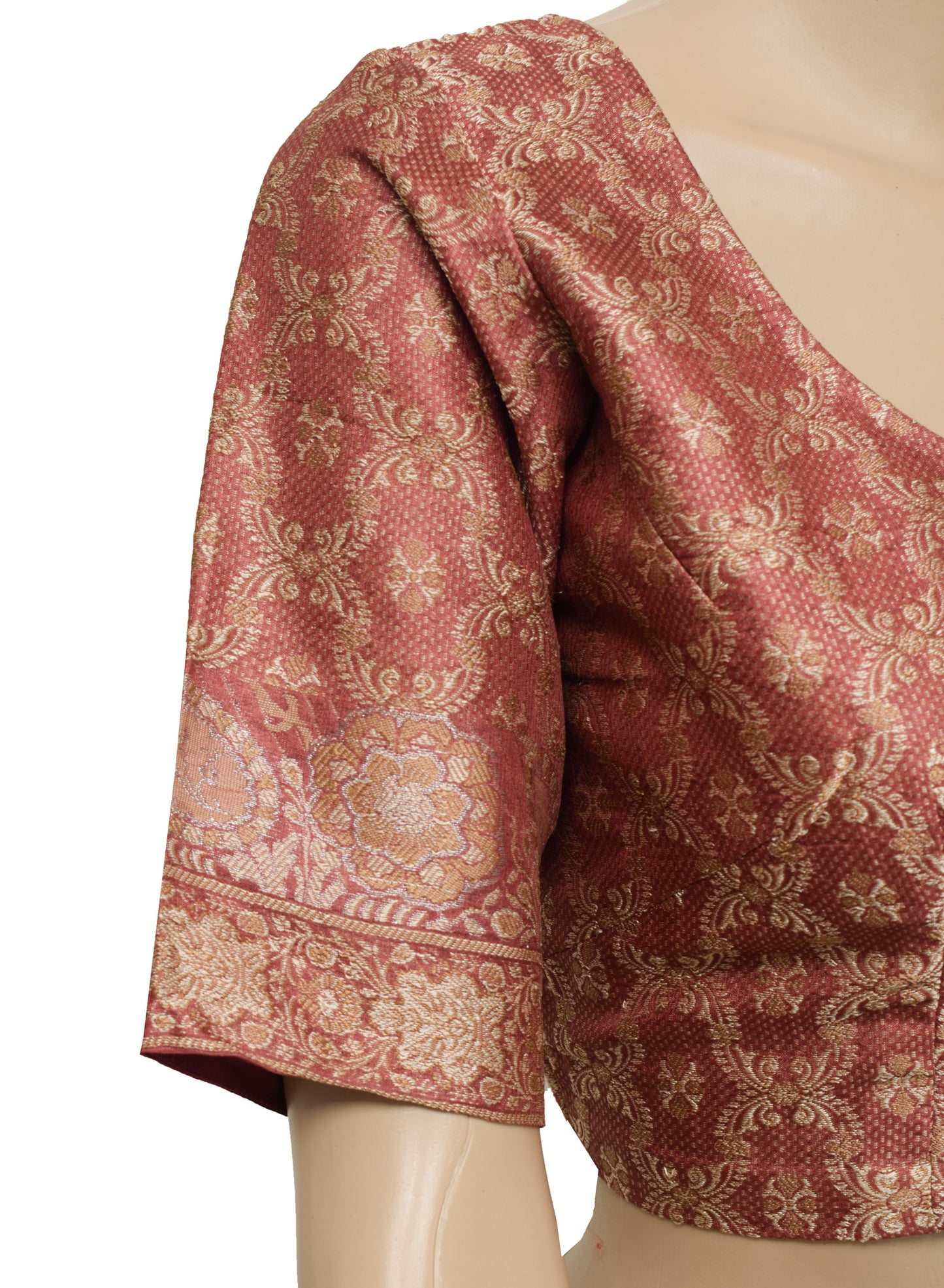 Sushila Vintage Readymade 36" Sari Blouse Silk Woven Floral Designer Choli