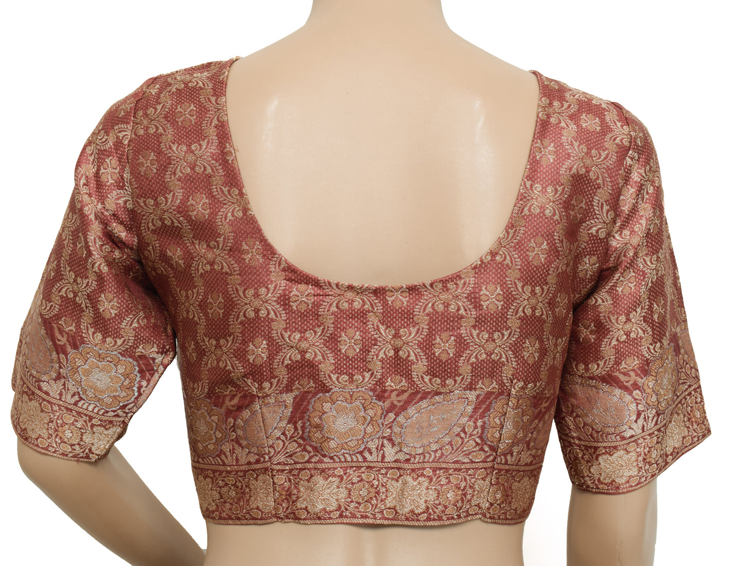 Sushila Vintage Readymade 36" Sari Blouse Silk Woven Floral Designer Choli