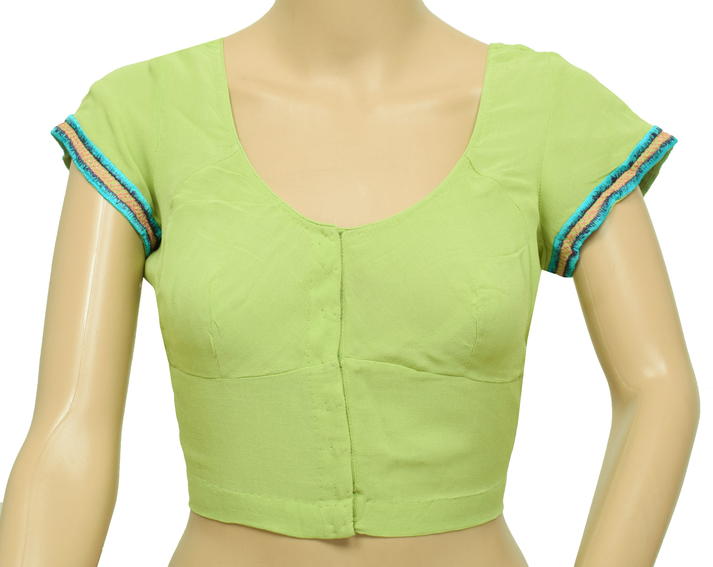 Sushila Vintage Readymade 38" Sari Blouse Georgette Green Designer Choli