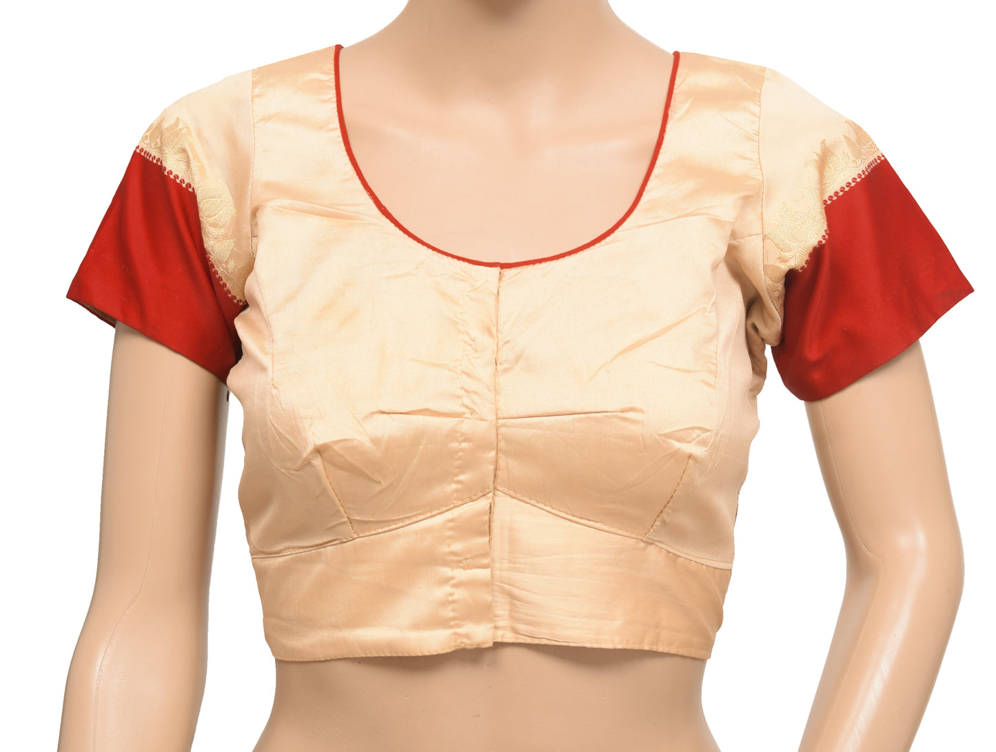 Sushila Vintage Readymade 34" Sari Blouse Silk Beige Woven Designer Choli