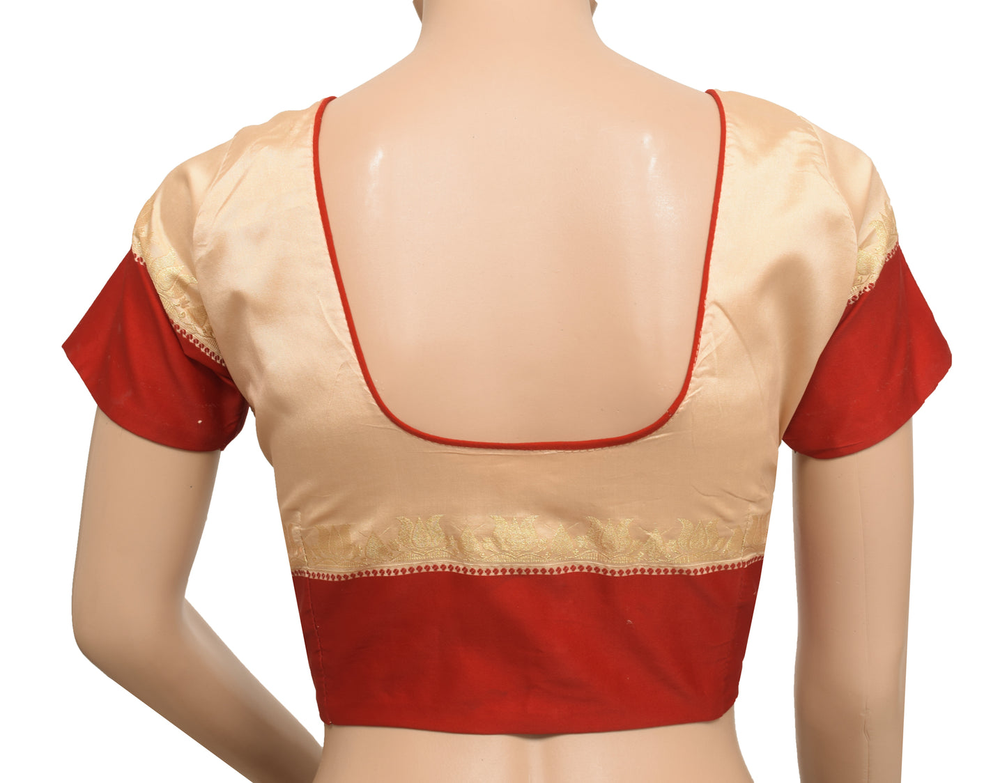 Sushila Vintage Readymade 34" Sari Blouse Silk Beige Woven Designer Choli