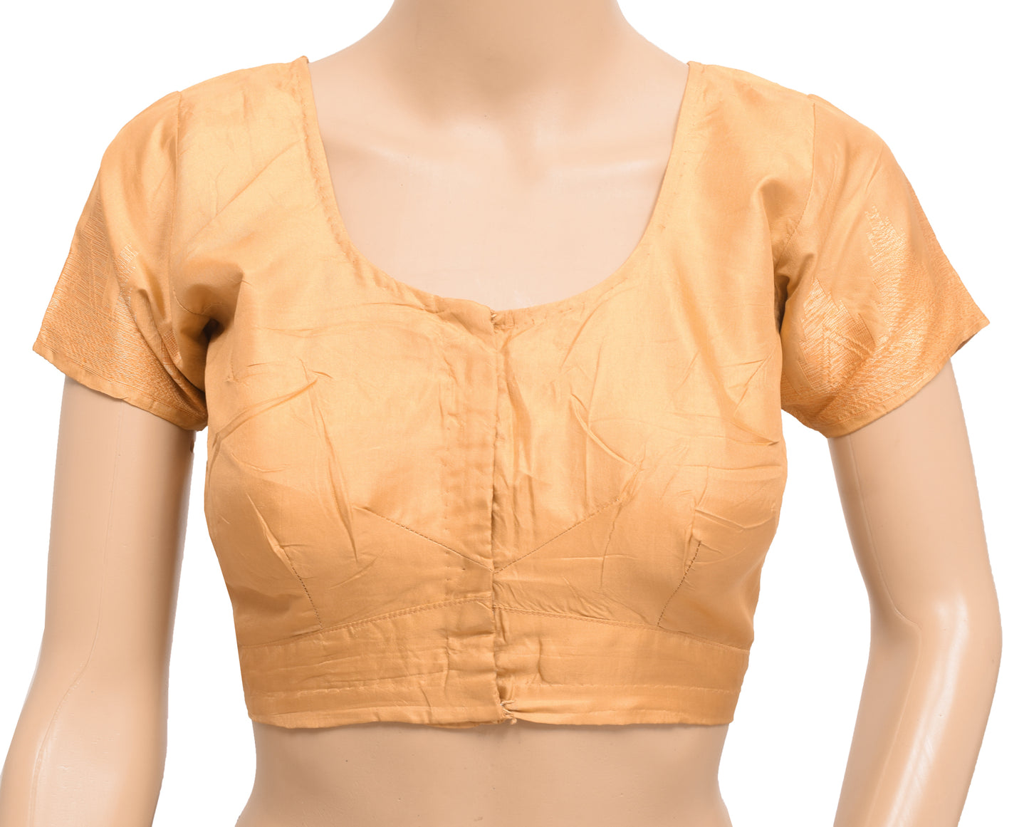 Sushila Vintage Readymade 34"Sari Blouse Silk Woven Peach Designer Top