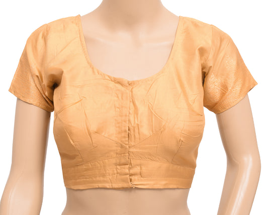 Sushila Vintage Readymade 34"Sari Blouse Silk Woven Peach Designer Top
